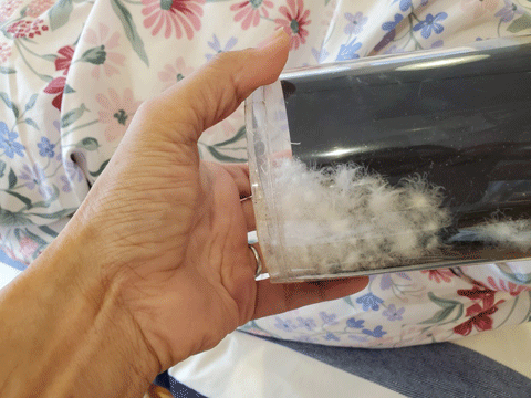 羽毛が出てくる羽毛布団の作り替えリフォーム　三重県熊野市向井ふとん店