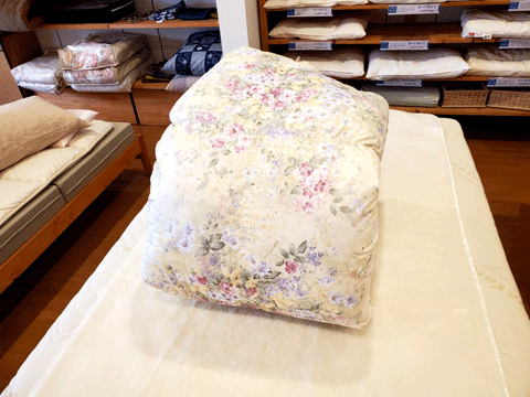 羽毛布団仕立替えリフォーム事例　三重県熊野市向井ふとん店