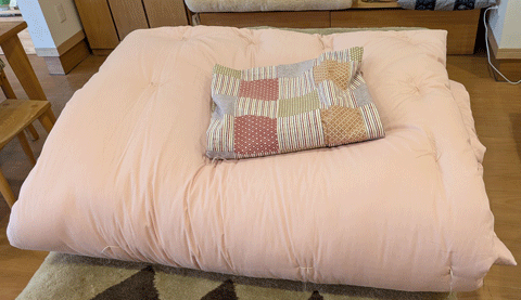 三重県紀宝町よりご注文、打ち直し手作りこたつ布団　三重県熊野市向井ふとん店