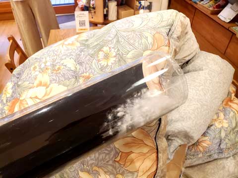 羽毛がへたった羽毛布団の作り替えリフォーム　三重県熊野市向井ふとん店