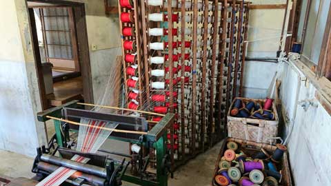 三重県伝統工芸品市木木綿、経糸準備 三重県熊野市向井ふとん店