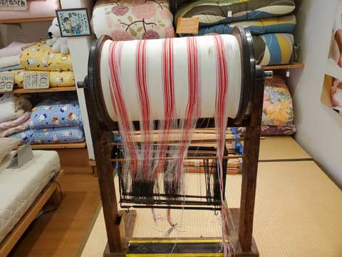 三重県伝統工芸品市木木綿、経糸 三重県熊野市向井ふとん店